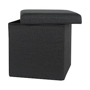 ASTELLA Black Foldable Storage Ottoman 15 in.