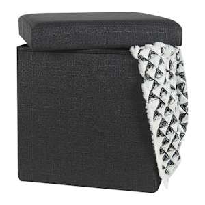 ASTELLA Black Foldable Storage Ottoman 15 in.