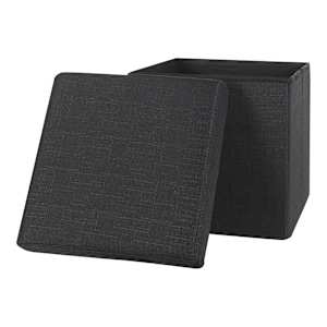 ASTELLA Black Foldable Storage Ottoman 15 in.