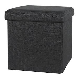 ASTELLA Black Foldable Storage Ottoman 15 in.