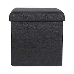 ASTELLA Black Foldable Storage Ottoman 15 in.