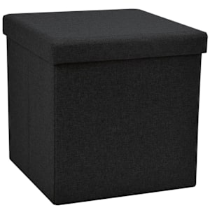 ASTELLA Black Foldable Storage Ottoman 15 in.