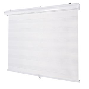 VERTUO Alternating Strip Roller Blind 64 in. x 84 in. White