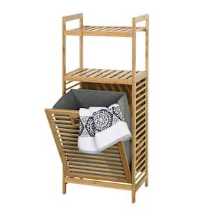 PRATICO Bamboo Shelf with Laundry Basket Natural