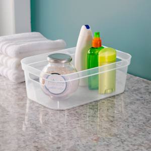 Plastic Storage Bin Clear 12 1/4 in.