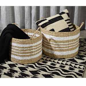 VERTUO Set of 2 Natural Fibres Storage Baskets