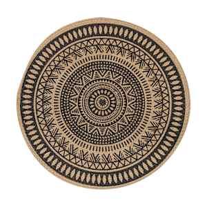 VERTUO Placemat Round with Patterned Black and Natural 14 in.
