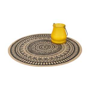 VERTUO Placemat Round with Patterned Black and Natural 14 in.