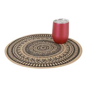 VERTUO Placemat Round with Patterned Black and Natural 14 in.