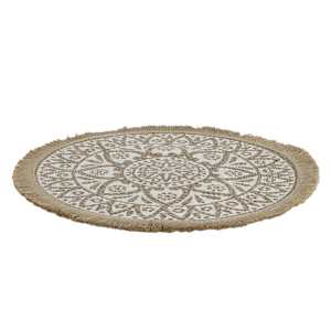 Napperon rond à motifs naturel et blanc 14 po VERTUO