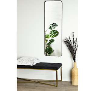 Miroir rectangulaire avec cadre en aluminium noir 17 po x 53 po