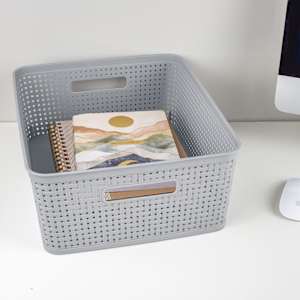 Plastic Storage Basket Grey 14 in.