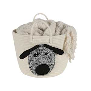 VERTUO Polyester & Cotton Puppy Storage Basket Beige 13 3/4 in.