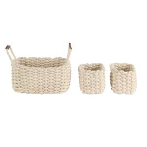 VERTUO Polyester & Cotton Storage Basket Beige