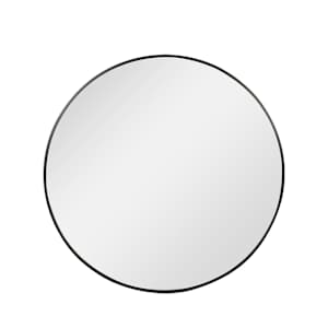 Round Mirror with Black Aluminum Frame 30 in.