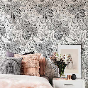 Papier peint Peler & Coller jardin noir et blanc