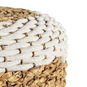 VERTUO Woven Ottoman White and Beige 17 3/4 in. x 16 7/8 in.