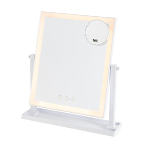 Miroir de maquillage portatif et pivotant à 360° à DEL blanc