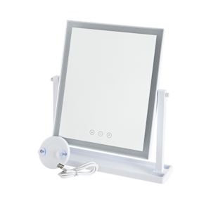 Miroir de maquillage portatif et pivotant à 360° à DEL blanc