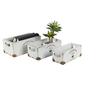 VERTUO Set of 3 Decorative Wooden Crates
