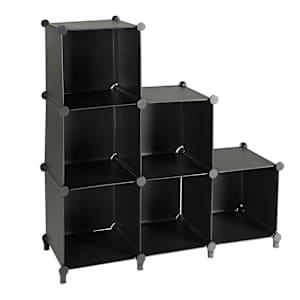 PRATICO Black Modular 6-Cube Shelf