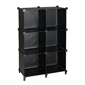 PRATICO Black Modular 6-Cube Shelf