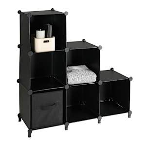 PRATICO Black Modular 6-Cube Shelf
