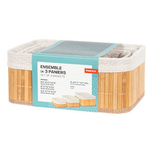 Set of 3 Bamboo Storage Baskets