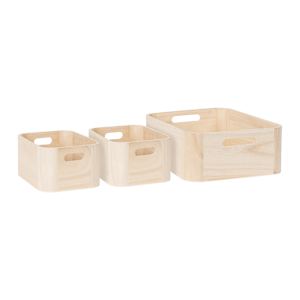 Set of 3 Wooden Storage Baskets
