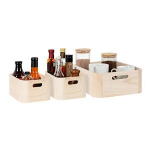 Set of 3 Wooden Storage Baskets