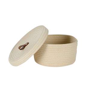 Panier de rangement en polyester et coton beige 9 po VERTUO
