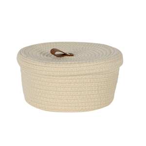 Panier de rangement en polyester et coton beige 9 po VERTUO