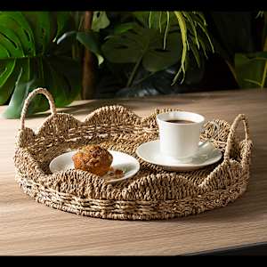Plateau décoratif rond en rotin VERTUO