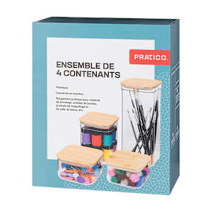 Ensemble de 4 contenants en plastique clair