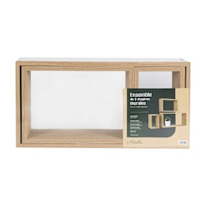ASTELLA Set of 3 Wall Shelves Oak Finish