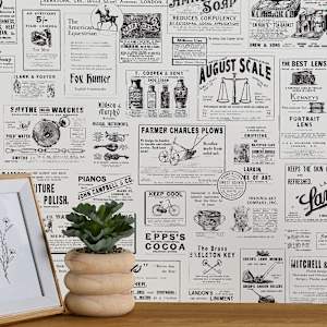 Peel & Stick Wallpaper Published Charcoal