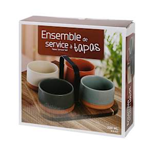 Tapas Service Set with 4 Stoneware Bowls