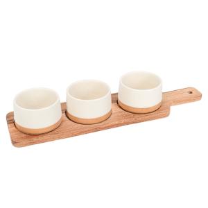 Ensemble de service à tapas avec 3 bols en grès