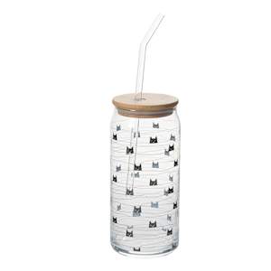 Verre et paille chat noir 590 ml VERTUO