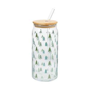 VERTUO Fir Trees Glass and Straw 590 ml