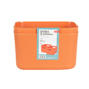 Set of 2 Storage Bins Orange