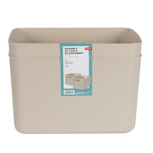 Set of 2 Storage Bins Beige