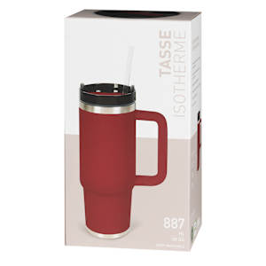 Tasse isotherme avec paille rouge 887 ml