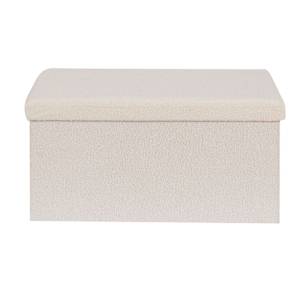 ASTELLA Cream Teddy Foldable Storage Ottoman 29 7/8 in.