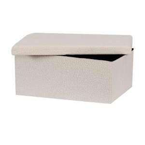 ASTELLA Cream Teddy Foldable Storage Ottoman 29 7/8 in.