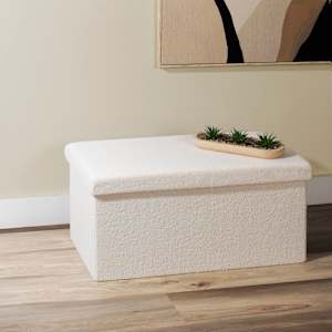 ASTELLA Cream Teddy Foldable Storage Ottoman 29 7/8 in.