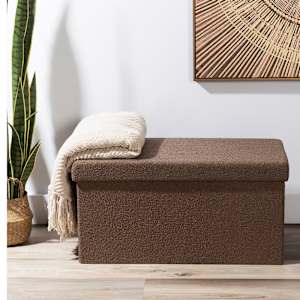 ASTELLA Brown Teddy Foldable Storage Ottoman 29 7/8 in.