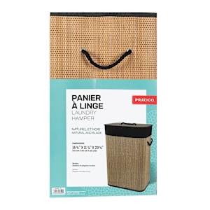 Panier à linge en bambou naturel et noir