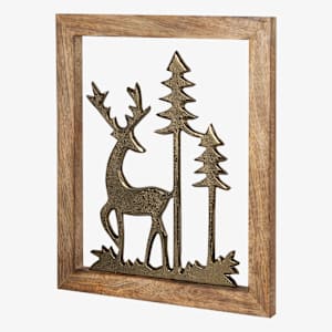 Décoration murale Renne et arbres en bois et aluminium 10 1/4 po x 11 3/4 po ASTELLA