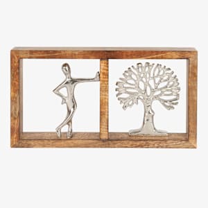Décoration murale Arbre et silhouette en bois et aluminium 13 3/4 po x 7 1/2 po ASTELLA